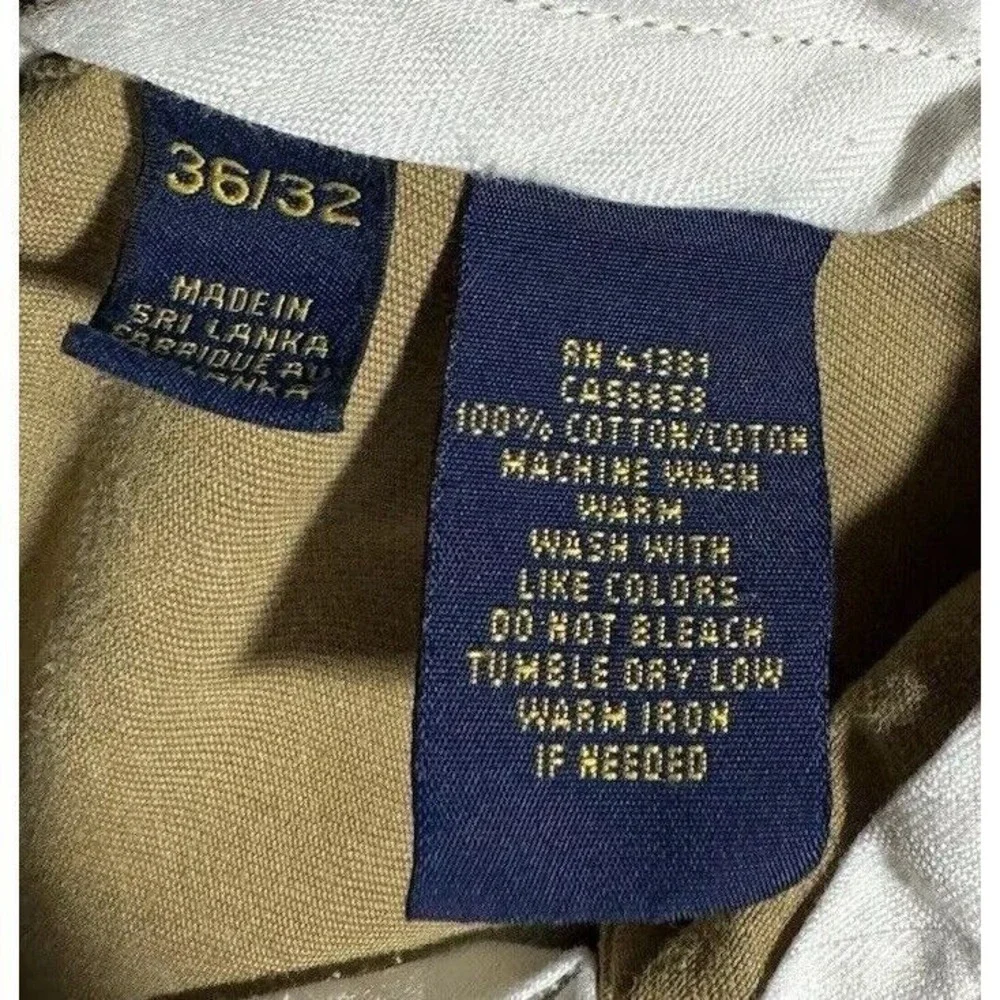 Polo Ralph Lauren Chinos Mens 36x32 Khaki Classic Fit Pleated Pants Preppy Dad